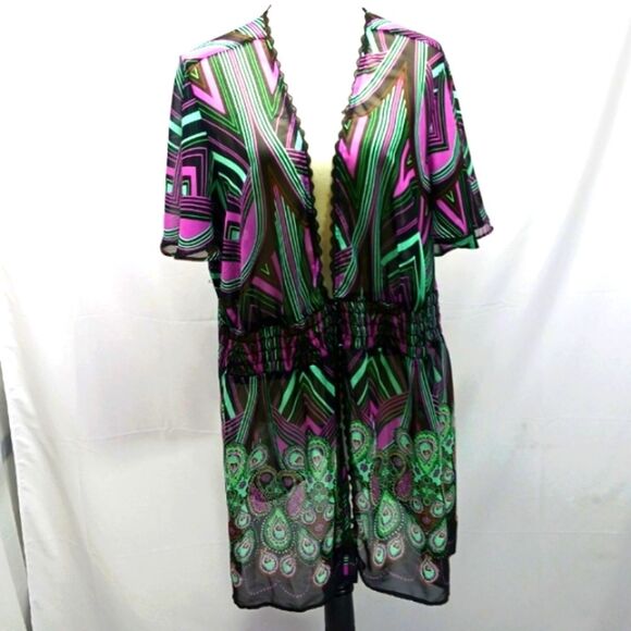 Lane Bryant Tops - Lane Bryant Sheer Chic Multicolor Kimono Midi Dress Woman 26/28 Beach Blouse....
